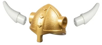 LEGO Viking King Minifigure Metallic Gold Helmet with 2 White Horns 7018 7019 MF - Image 1 of 4
