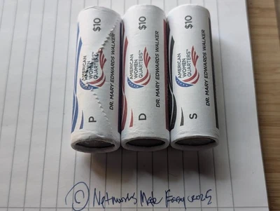 2024 PDS AWQ Dr. Mary Edwards Walker, Quarter 3-Roll Set, 24WRF, Free Shipping! - Image 1 of 3