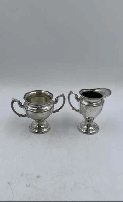 Continental 3902 Silver-Plated Serving Pieces Sugar & Creamer Bowl Set Lot Of 2 - Image 1 of 4