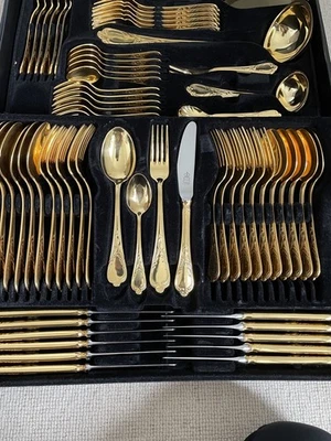 ROYAL Collection Solingen 23/ 24 CARAT Gold Plated Cutlery Set 66 Piece in case - Image 1 of 4