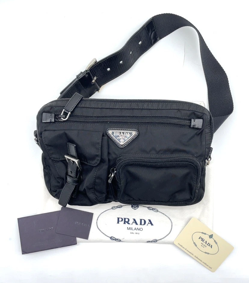 Auténtico bolso de cintura Prada Triángulo Logo Nylon Cuero BM0008 NS111332 Foto 1 de 4