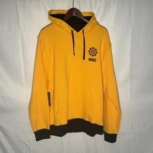 Nike Pinwheel Evolution Of Swoosh Club Hoodie Yellow Black CQ7191-740 Men Sz L - Picture 1 of 3