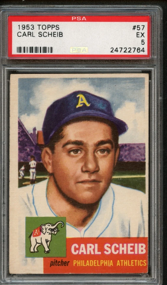 BB - 1953 Topps - #57 - Carl Scheib - PSA 5 - EX - Image 1 of 2