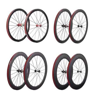 700C Road Bicycle Full Carbon Bicycle Wheelset 25mm Width Tubular Clincher - Image 1 of 4