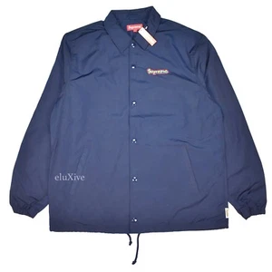 NWT Supreme Navy Blue Gonz Graffiti Logo Coach's Jacket SS18 Men's L AUTHENTIC - Picture 1 of 11