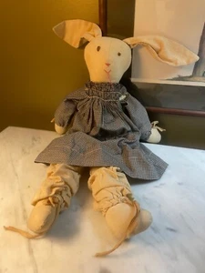 Vintage Stuffed Bunny Rabbit Rag Doll Toy Decoration - Picture 1 of 11