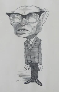 Disegno inchiostro originale 1974 David Levine Menachem Begin Forum Galleria Israele - Foto 1 di 9