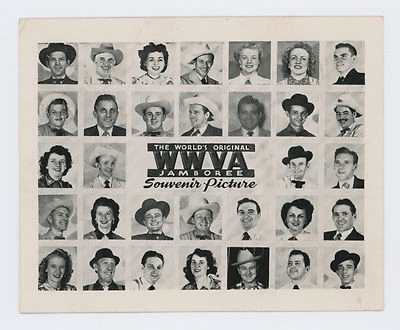 1953 年纪念品明信片 带 32 个国家和西部轮 WVA 收音机音乐明星 — 第 1/2 张图片