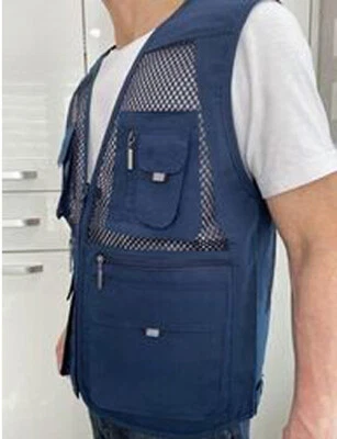 Chaleco de caza de pesca de viaje al aire libre multibolsillos ligero informal para hombre Foto 1 de 3