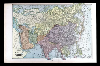 1901 Tunison Map Asia China Tibet Nepal India Japan Arabia Persia Siberia Korea - Image 1 of 4