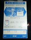 New York Yankees "RAIN CHECK" Ticket Stub ~ Diamond Jubilee ~ June 28, 1975