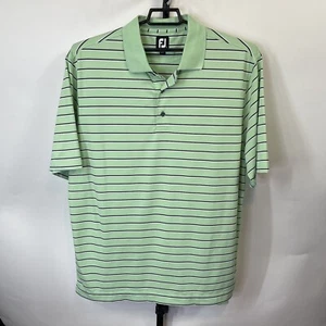 Footjoy FJ Green Black White Striped Polo Shirt Size XL Men’s - Picture 1 of 4