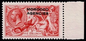 1914-31 Morocco Agencies 5/- Seahorse SG 54 VF LMM Marginal Ex Gellatly - Picture 1 of 1