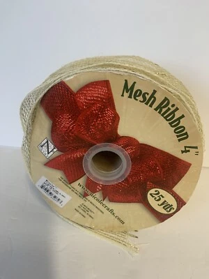 Deco Mesh Ribbon 4" Inches Large 25 Yards Metallic Gold Holiday Wedding Nicole - Image 1 of 4