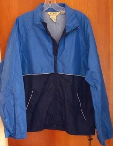 LL BEAN preppy fitness lrg nylon windbreaker 1980s blue 2-Tone athletic jacket - Picture 1 of 4