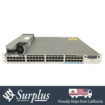 48 Port 1GB RJ45 Cisco WS-C3850 12x 10GB UPoE LAN Base Switch F2R 1x PSU w/ Ears - Image 1 of 4