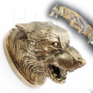 CooB Awesome Knife Pommel WOLF Finger Guard Bronze for Knives Making Handle - Picture 1 of 7