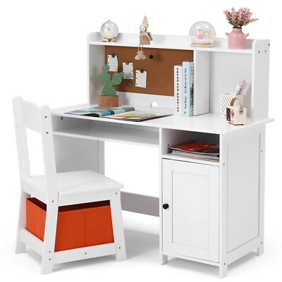 JOYLDIAS Kinderschreibtisch aus Holz, Kinder Schreibtisch mit Stuhl/Weiß - Bild 1 von 4