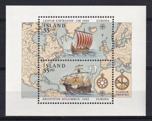 Island 1992 Yvert S/S 13 Europa CEPT Schiffe Karten postfrisch sehr schön - Bild 1 von 1