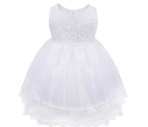 Baby Prinzessin Mädchen Kleid Blume Taufe weiß Hochzeit Party Kinder Kleidung UK - Bild 1 von 6