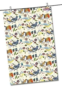 Emma Ball "Stitched Birdies", Pure cotton tea towel. Printed in the UK. - Picture 1 of 2