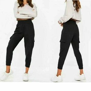 Womens Fleece Cargo Oversized Joggers Cuffed Bottoms Ladies Jog Pants  - Picture 1 of 5