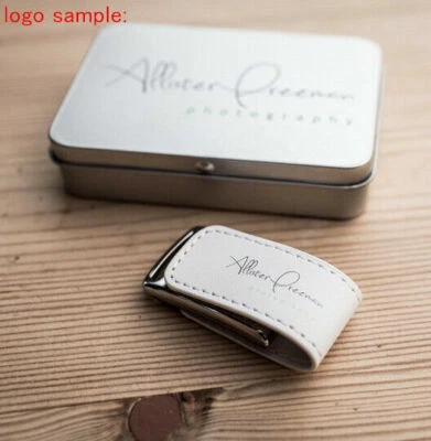 USB 2.0 Flash Drive Custom Wedding Logo Leather Photography Storage memory disk - Image 1 of 4