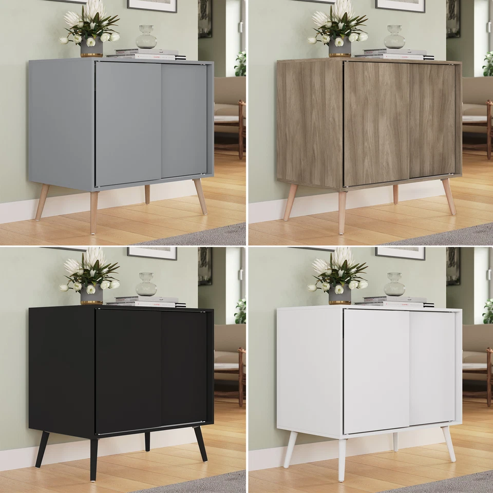 2-Door Sliding Chest Cabinet Sideboard Closet Storage Cupboard Organiser w/Legs - Image 1 of 2