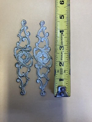 SET OF 2 VINTAGE Allison DRAWER PULL KNOBS BACKPLATE Japan White & Gold - Image 1 of 3