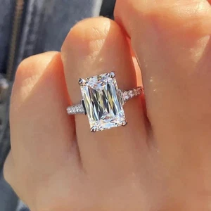 4.20Ct Radiant Cut Lab Grown IGI/GIA Certified Diamond Wedding Ring 950 Platinum - Picture 1 of 10