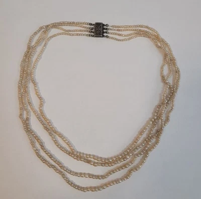 Antique Multi-Strand Natural Seed Pearl Necklace - Image 1 of 3