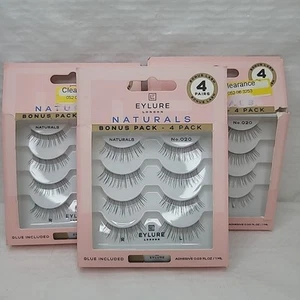 3x Eylure Naturals Accent wiederverwendbare Wimpern, Kleber enthalten, 4 Paar & Kleber - Bild 1 von 6