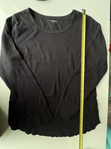 Camiseta Top Mujer Grande Antigua Azul Marino Negra Suave Térmica Tejida Waffle - Imagen 1 de 8
