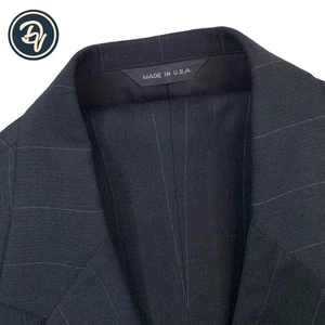 Mint! 90's 40 R Perry Ellis " Portfolio " Black Flannel Weight Zoot Stripe Suit - Picture 1 of 24