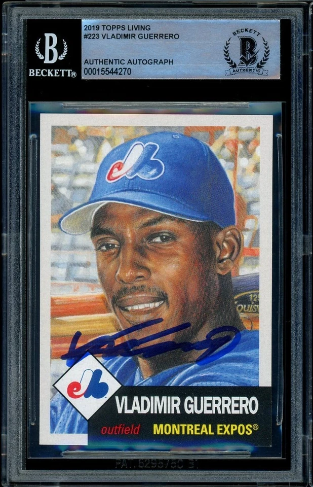 Topps Living Set # 223 2019 Vladimir Guerrero autógrafo firmado automáticamente Beckett BAS Foto 1 de 1