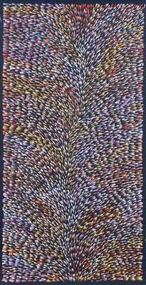 Roseanne Morton Petyar, Auténtico Arte Aborigen. Tamaño, 120 x 60 cm. Hoja medicinal Foto 1 de 4