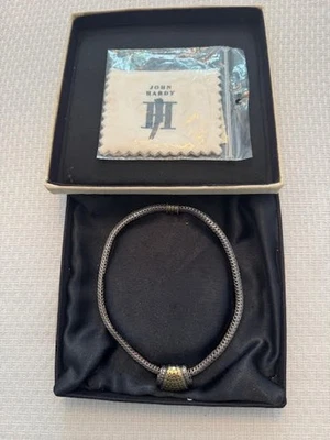 COLLAR DE TRIGO DE PLATA JOHN HARDY CON ABANICO DE PUNTOS DE ORO AMARILLO DE 18K Y CIERRE DE ORO Foto 1 de 4