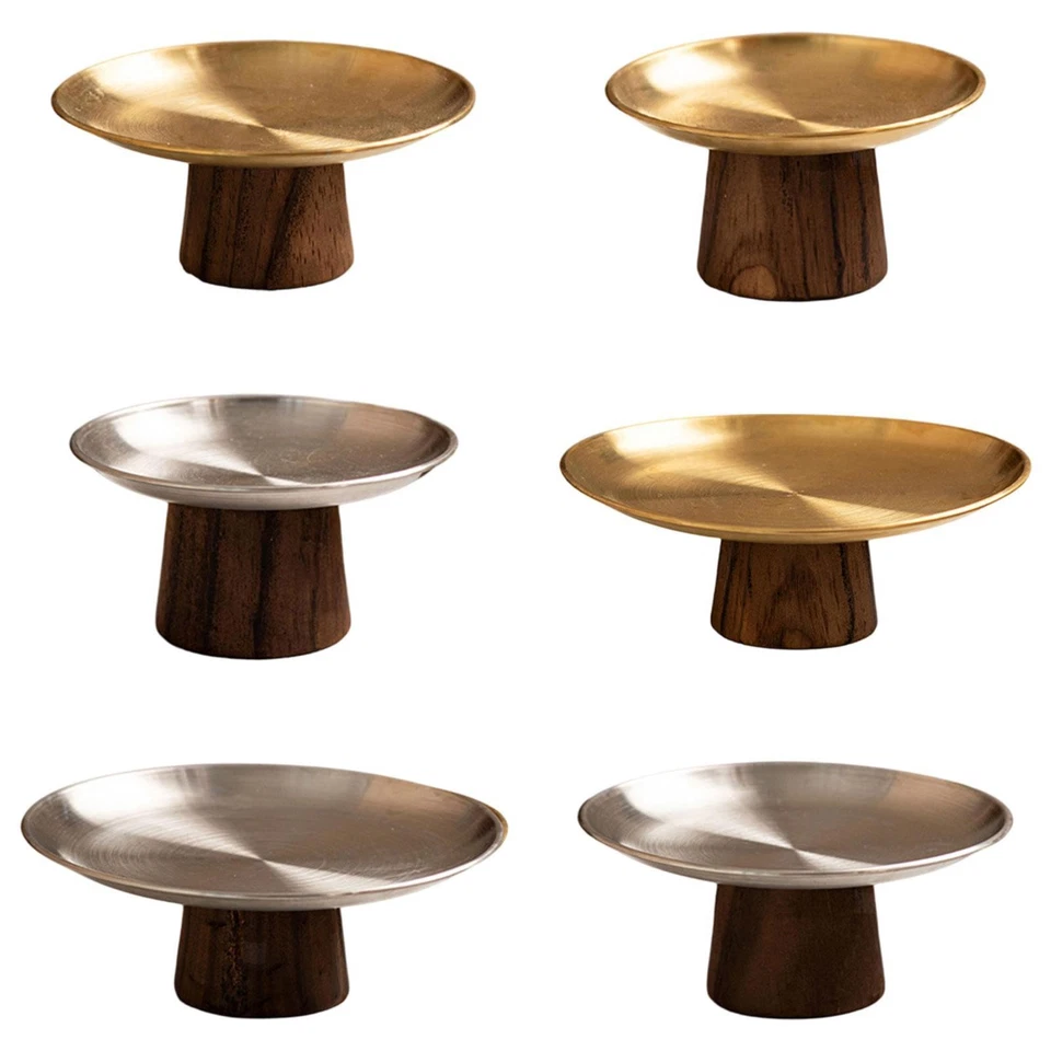 Vintage Cake Stand Dessert Display Plates High Wood Pedestal Fruit Plate Serving - image 1 of 1