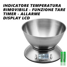 Bilancia Da Cucina Digitale Elettronica Acciaio Inossidabile 5kg/ 11lb Precisa