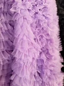 Lavender Ruffled Tulle Lace Fabric Sold By The Yard Ruffles Embroidery On Mesh - Picture 1 of 14