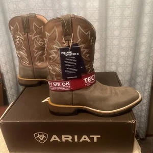 Twisted X Herren 11" Tech X Stiefel hellbraun grün breite eckige Zehenpartie Zellstretch Gr. 10 EE - Bild 1 von 7