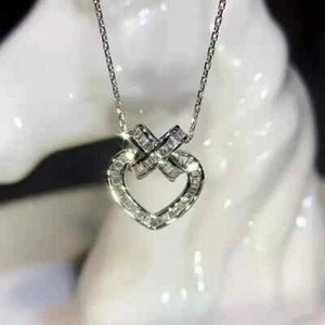 Emerald Cut Lab-Created Diamond Women's Christmas Pendant 14k White Gold Plated - Picture 1 of 5