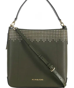 MICHAEL KORS HAYES große Leder-Schultertasche, grün - Bild 1 von 9