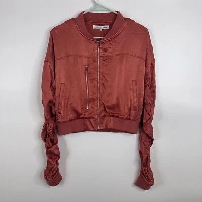 Endless Rose женщин сожгли розовый куртка SizeL спереди молнии собранными в Рюш рукавами меди новый с Ярлыками - Изображение 1 из 4