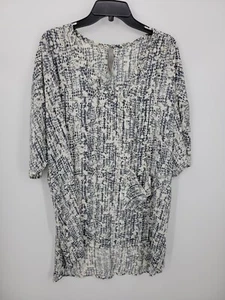 Seven7 Mellissa McCarthy Top Damen Plus 2X Grau Elfenbein Abstrakt Kurzarm - Bild 1 von 9