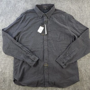 Camicia denim e fiori Ricky Singh flanella XL grigia tinta unita bottoni nuova tasca - Foto 1 di 8