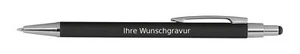 Touchpen Kugelschreiber aus Metall mit Gravur / gummiert / Farbe: schwarz - Bild 1 von 5