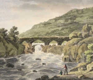 Wales Caernarvonshire View of PONT-Y-PAIR 1801 Original Aquatint print - Picture 1 of 3