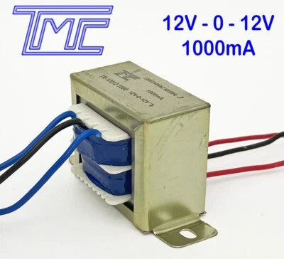 Transformer Center Tap 110/220VAC to 24V AC  12V-0-12V AC, 1000mA (1A), TMC USA - Image 1 of 4