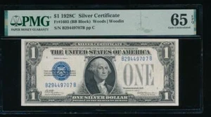 AC 1928C $1 Silver Certificate PMG 65 EPQ B-B block GEM AND KEY Fr 1603 - Picture 1 of 2